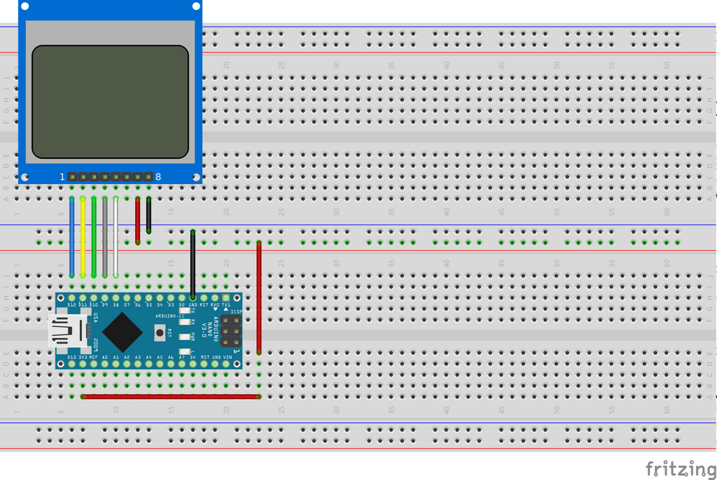 Nokia 5110 PCD8544 with Arduino - the easy way