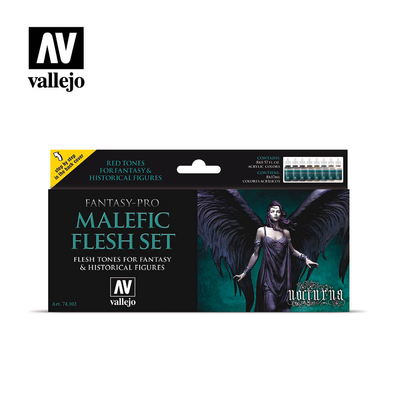 Vallejo Malefic Flesh Fantasy-Pro Nocturna Paint Set (8 x 17ml)