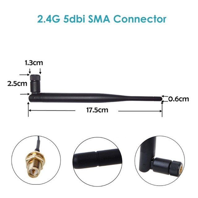 2.4GHz WiFi Antenna 5dBi RP-SMA Male with IPX Connector cable - Server On The Move