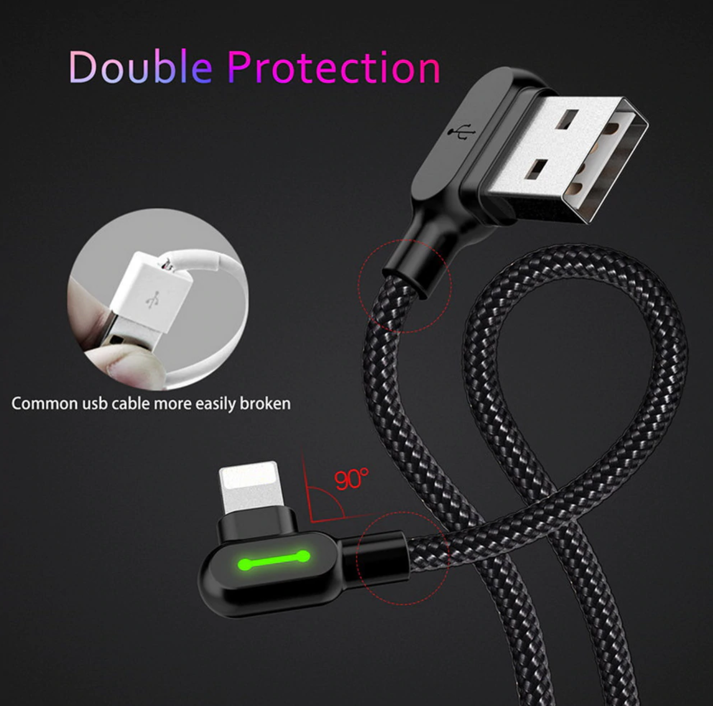 iPhone Charging Lightning Cable, Braided, Reversible USB, Power Indicator - Server On The Move