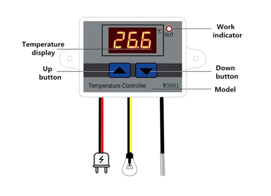 W3001 Digital Control Temperature Thermostat DC12V NTC10K