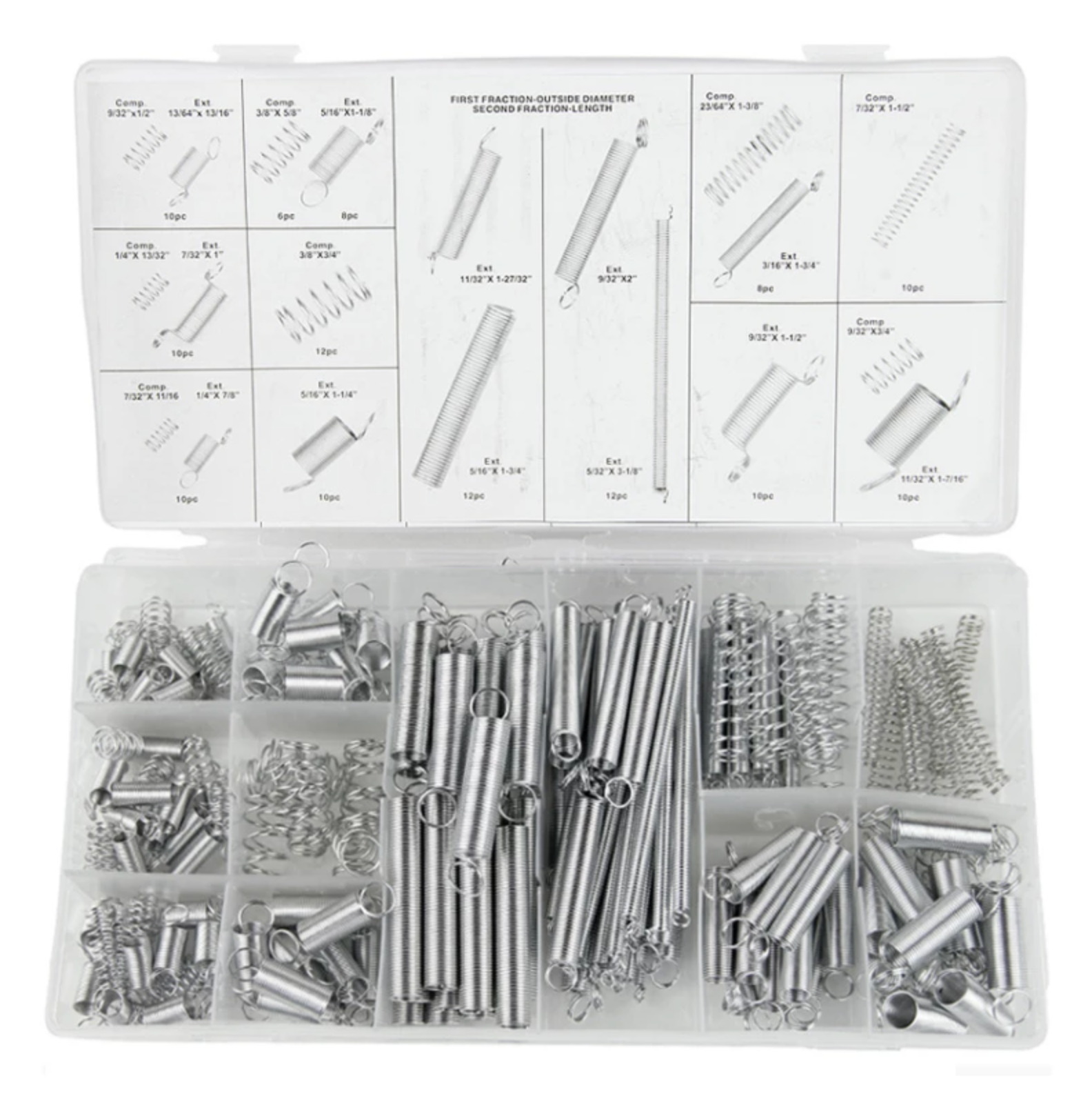 200pcs Steel Compression and Extensions Springs - Assorted Sizes and Strengths