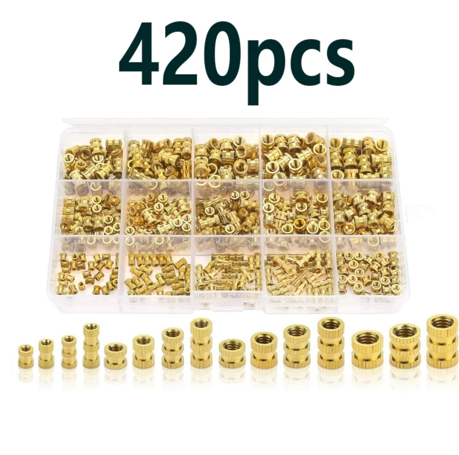 420pc Set of Knurled Threaded Inserts (M2, M3, M4 and M5)