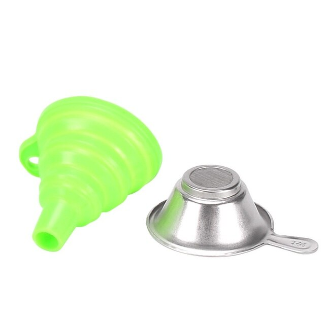 Collapsible Resin Silicon Funnel with Stainless Steel Filter Kit