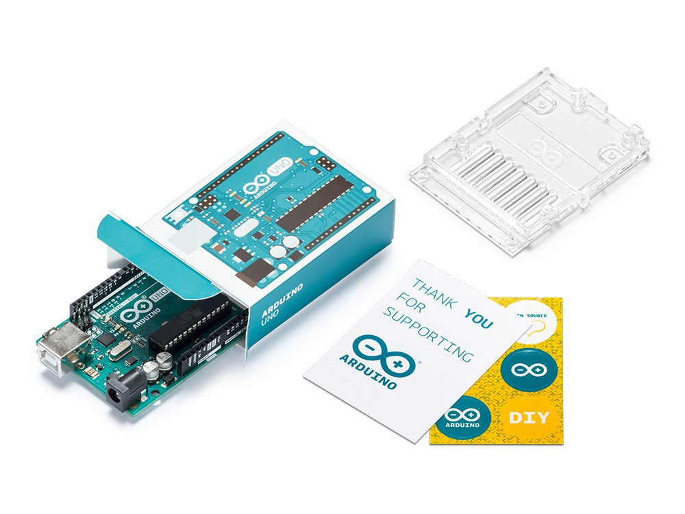 Genuine Arduino Uno Rev 3 with Original Case and Stickers - Server On The Move